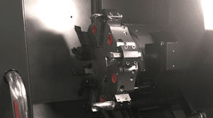 Close up view on a CNC machine